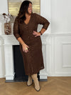 Robe longue marron en broderie grande taille : Venus