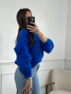 Pull kid mohair bleu roi : Leina