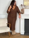 Robe longue marron en broderie grande taille : Venus