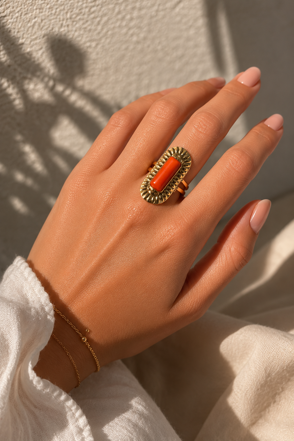 Bague orange et dorée : Ayo