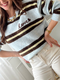Pull bleu en laine : Lyra