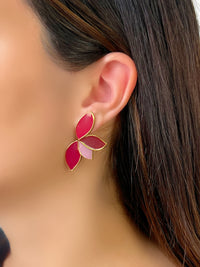 Boucles d'oreilles bordeaux et dorées : Galia