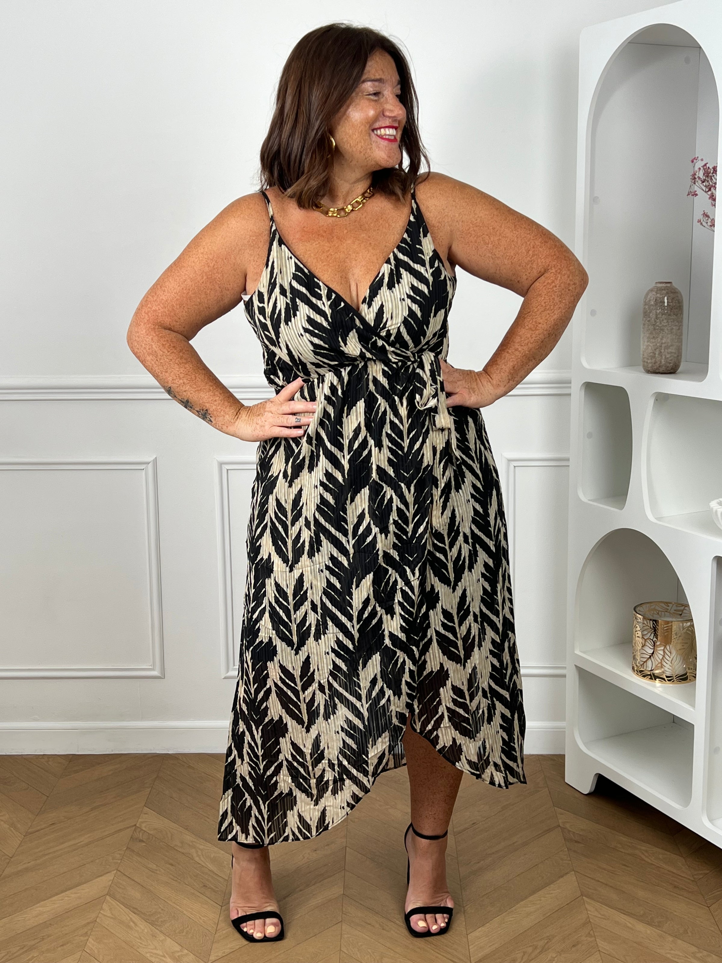 Robe longue noire et beige grande taille : Itay