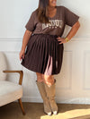 Jupe marron plissée grande taille : Kenize