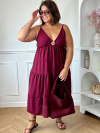Robe longue bordeaux grande taille : Tahana
