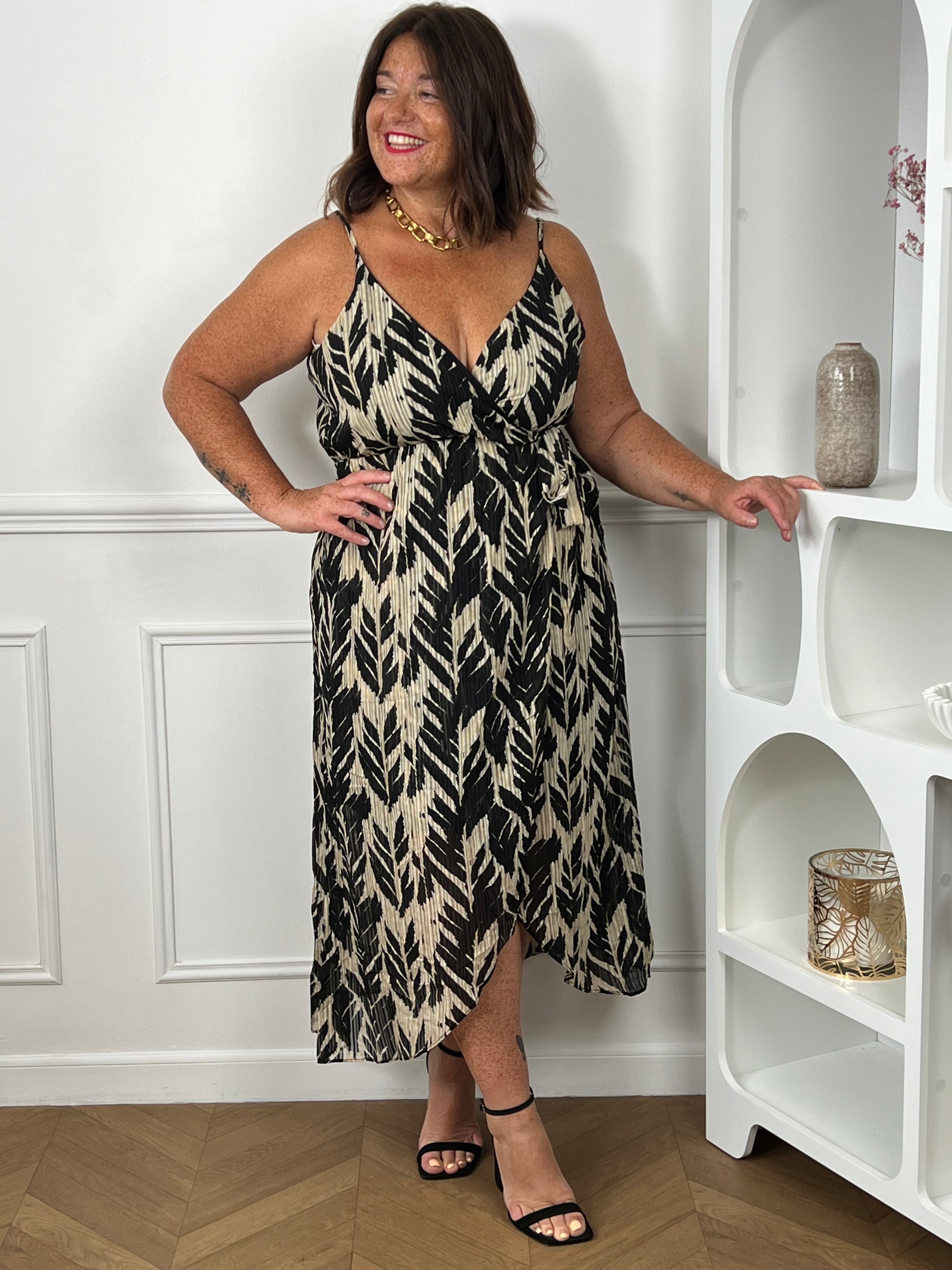 Robe longue noire et beige grande taille : Itay