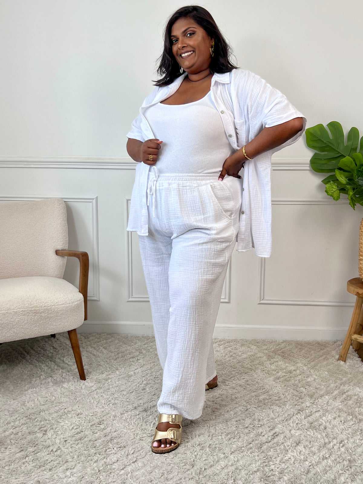 Pantalon écru grande taille : Maloe