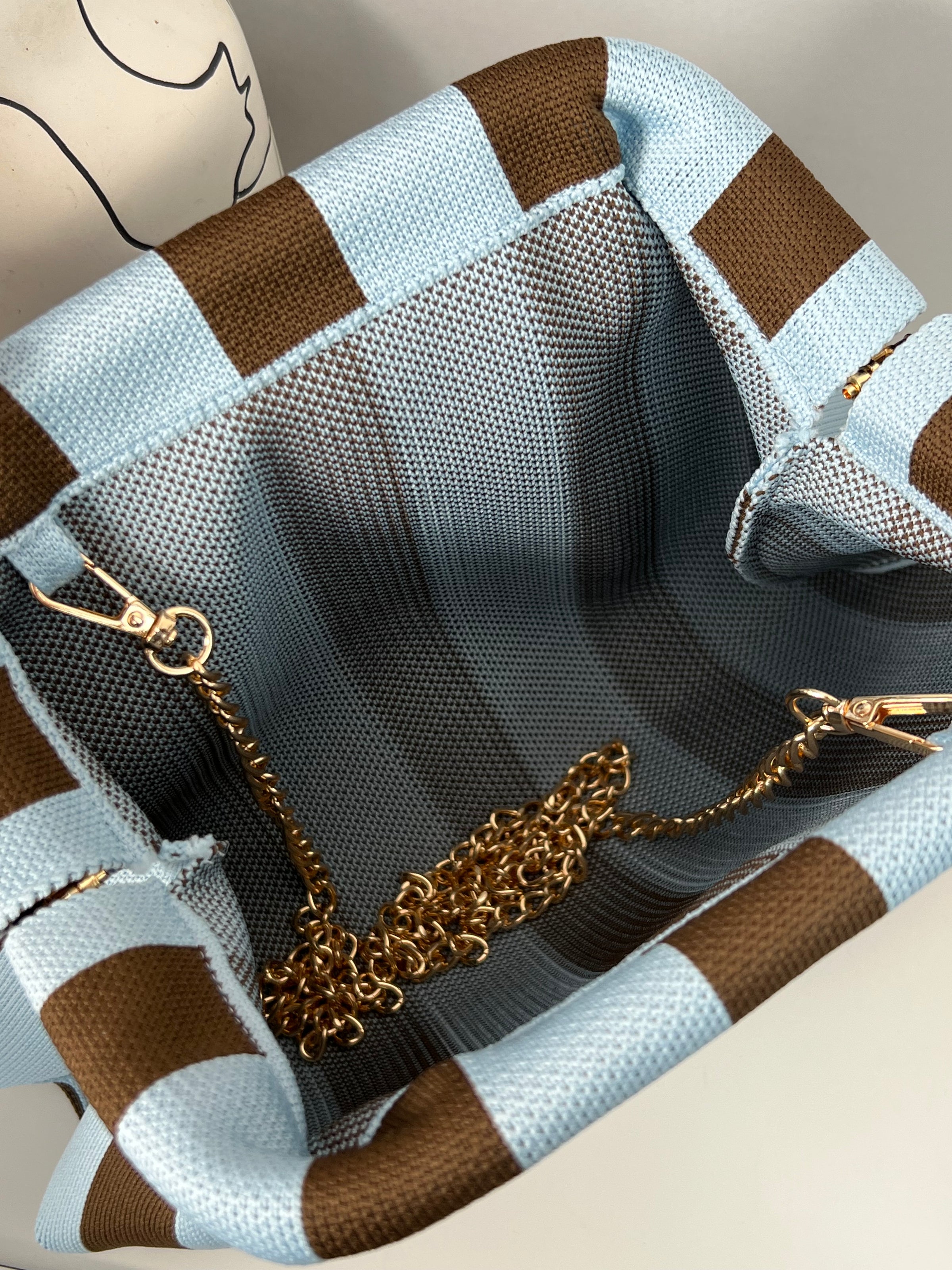 Brown and blue clutch bag: Kaly