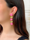 Boucles d’oreilles rose et dorée : Rosina