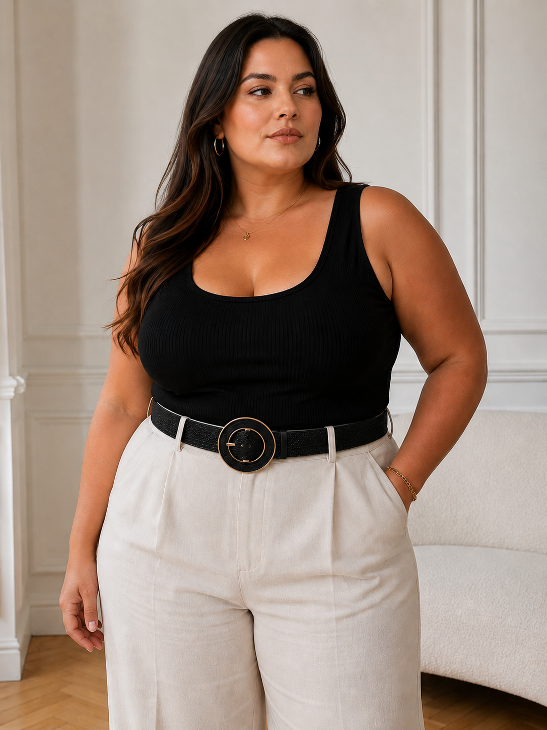 Ceinture noire grande taille : Nelie