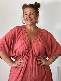 Robe terracotta grande taille : Lorna