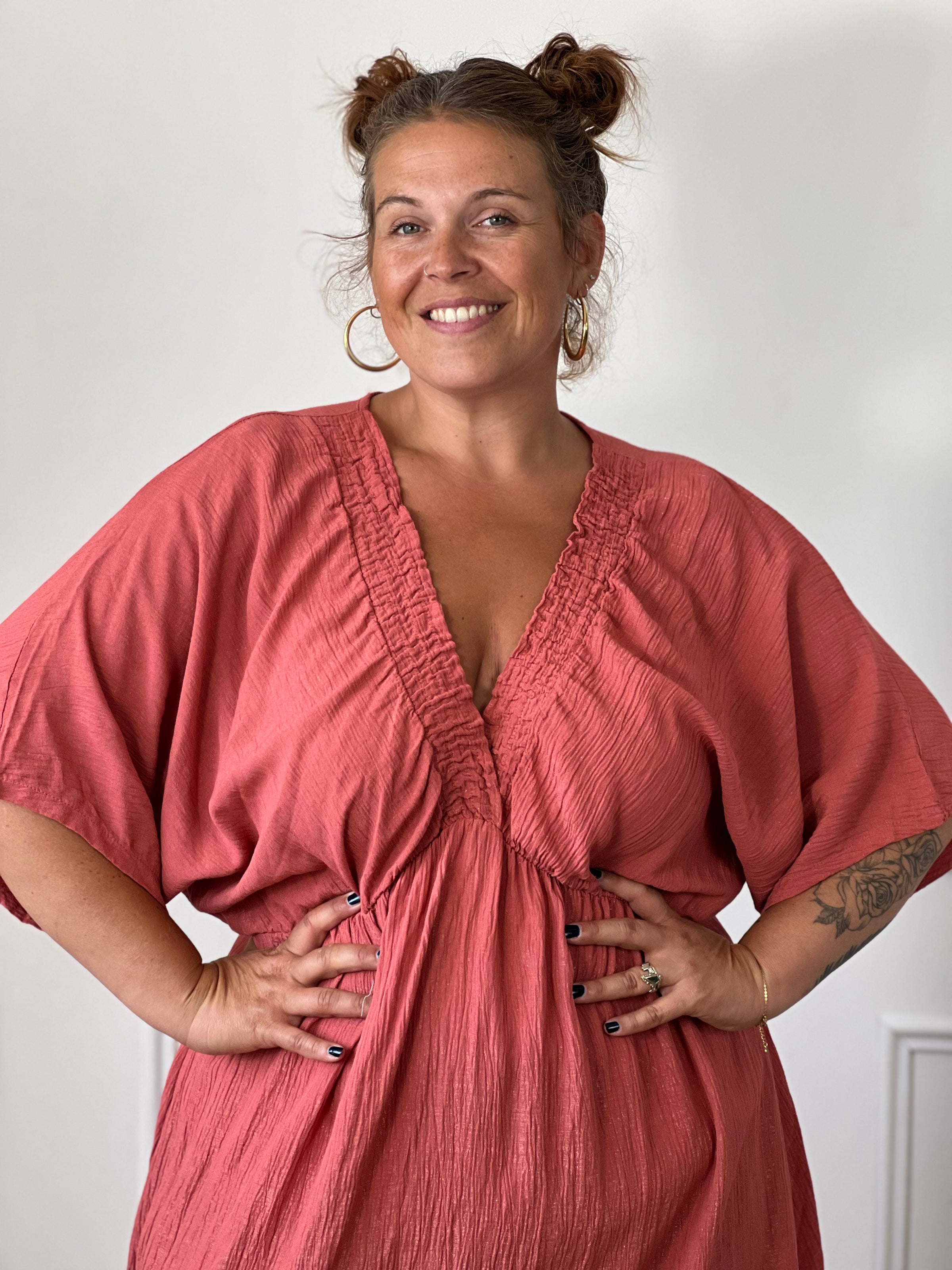 Robe terracotta grande taille : Lorna