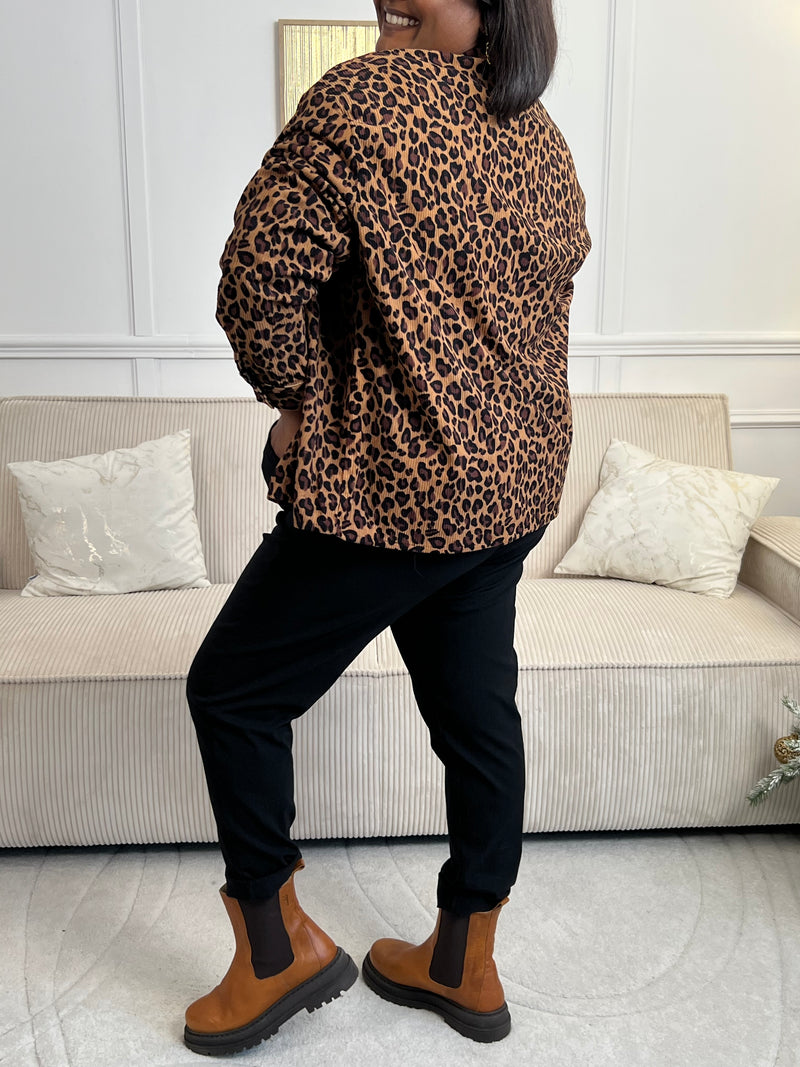 Découvrez la chemise Alda, une pièce incontournable qui allie style et confort. Avec son motif léopard captivant et son effet velours doux, elle apporte une touche d'élégance à votre garde-robe.