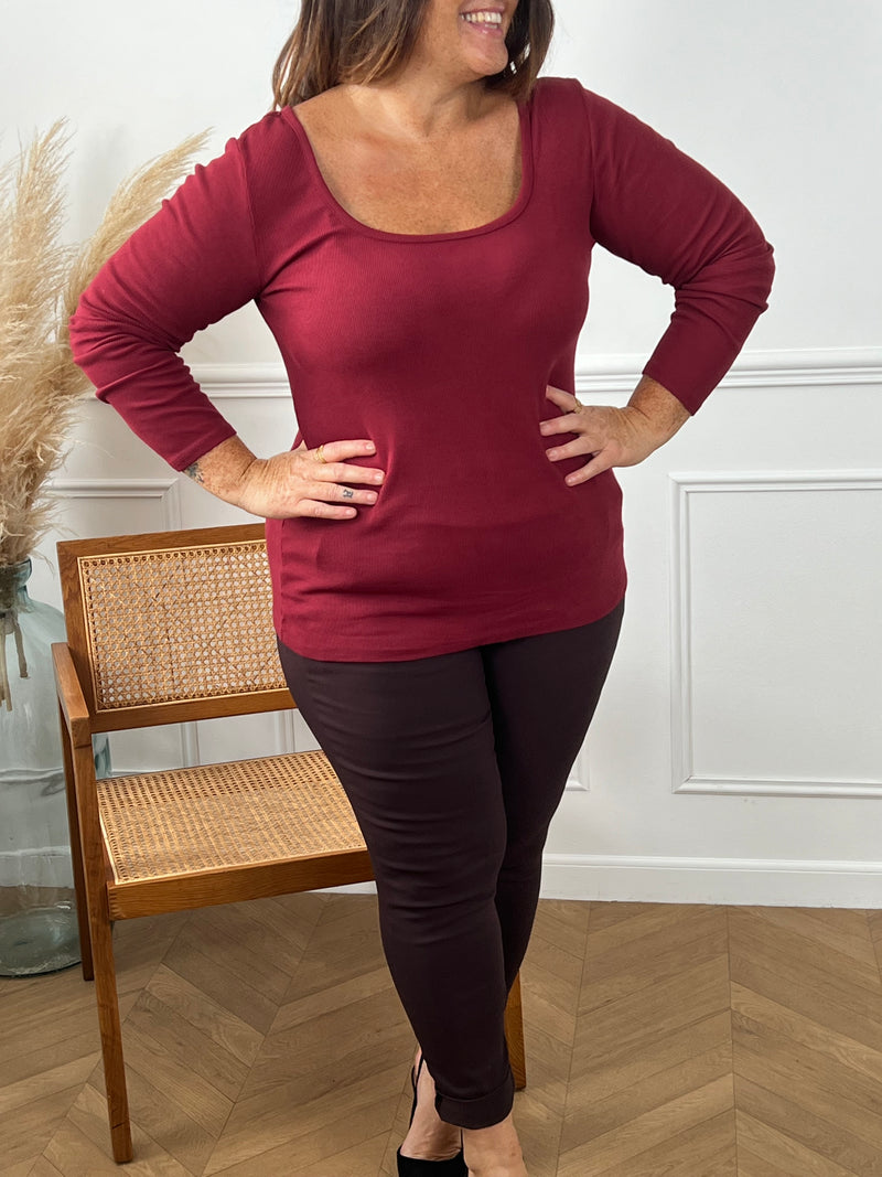 Top bordeaux manches longues : Ana