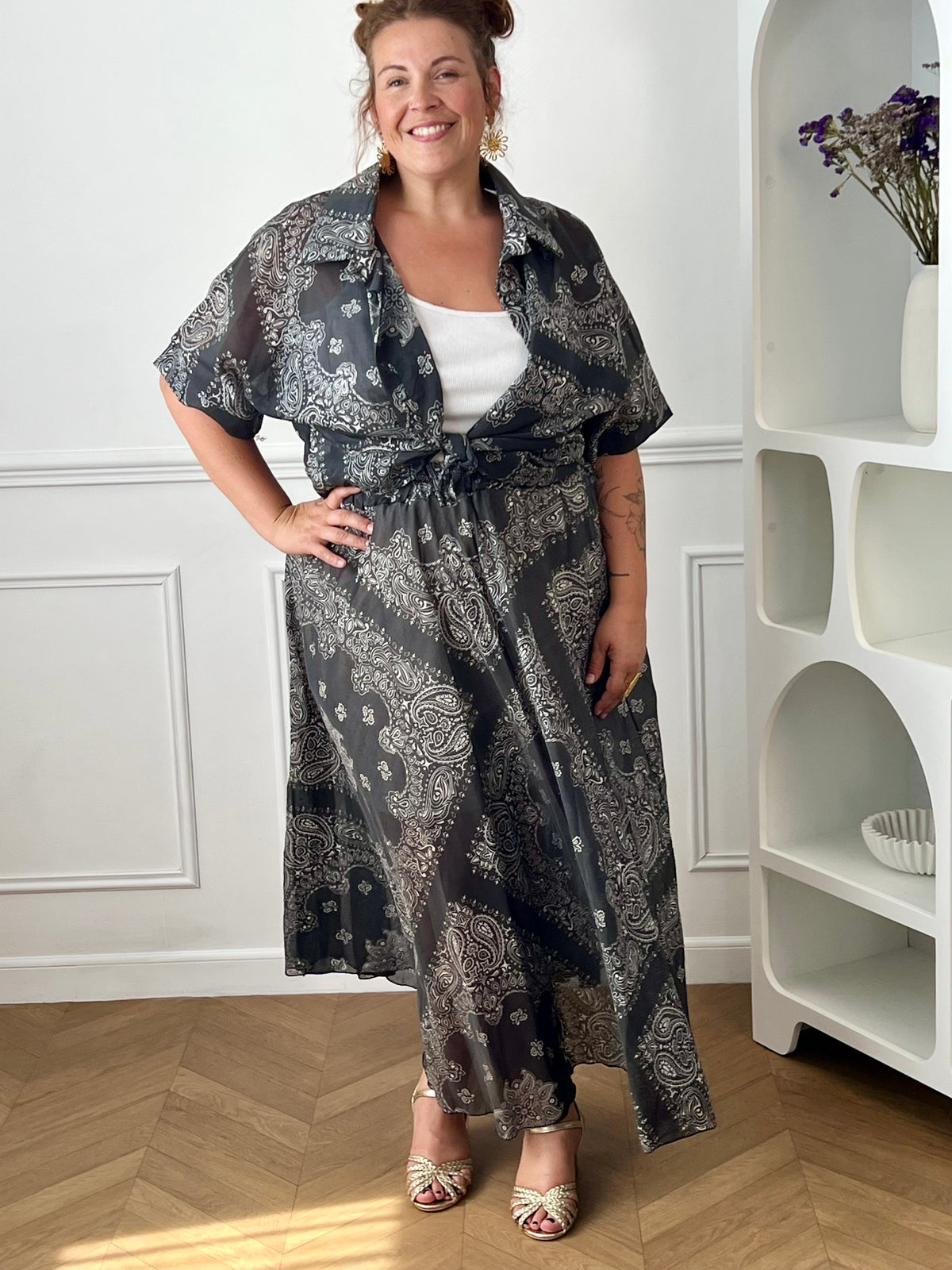 Jupe grise à motifs grande taille : Nova