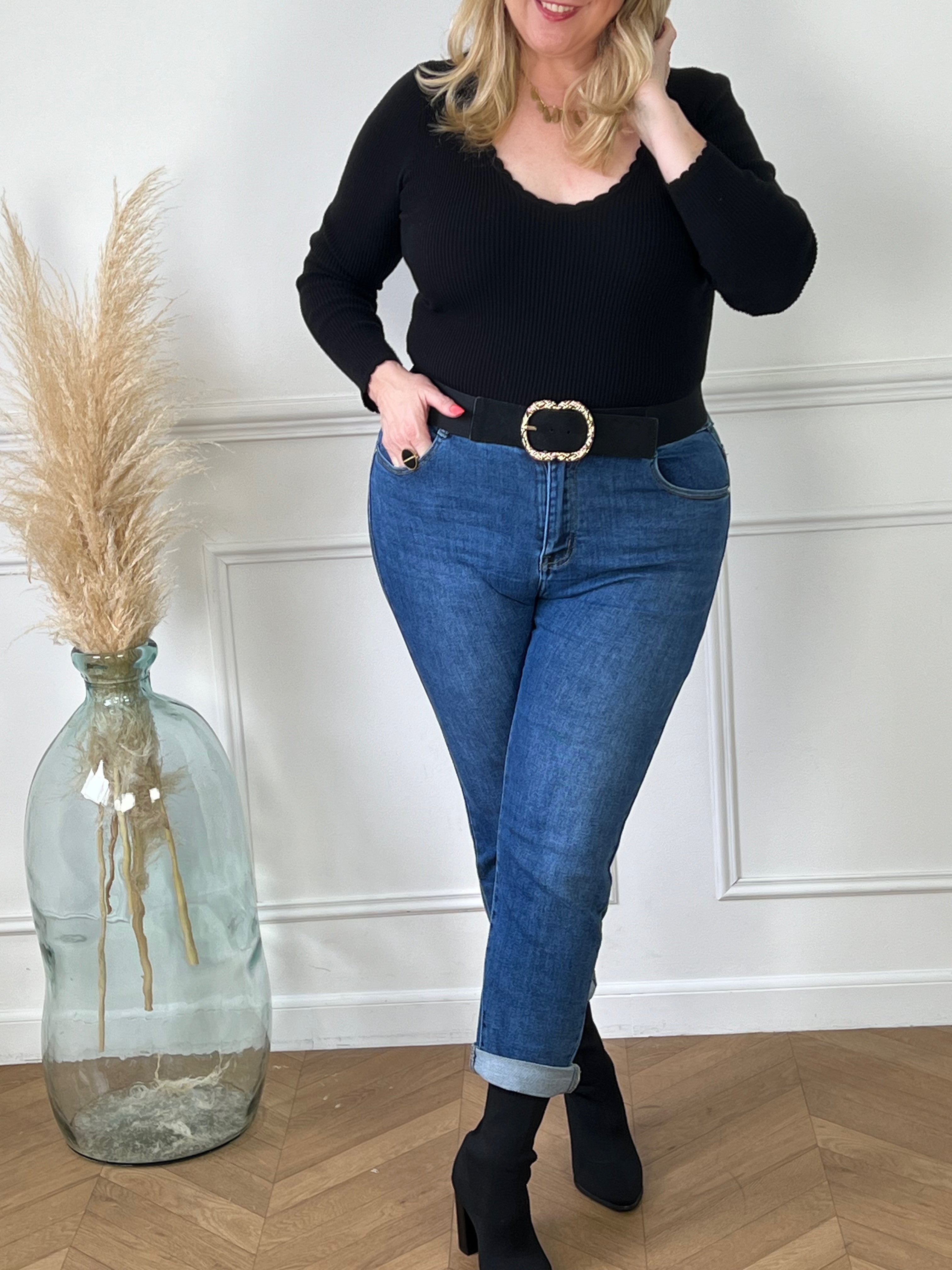 Jean mom fit bleu grande taille femme Loicia