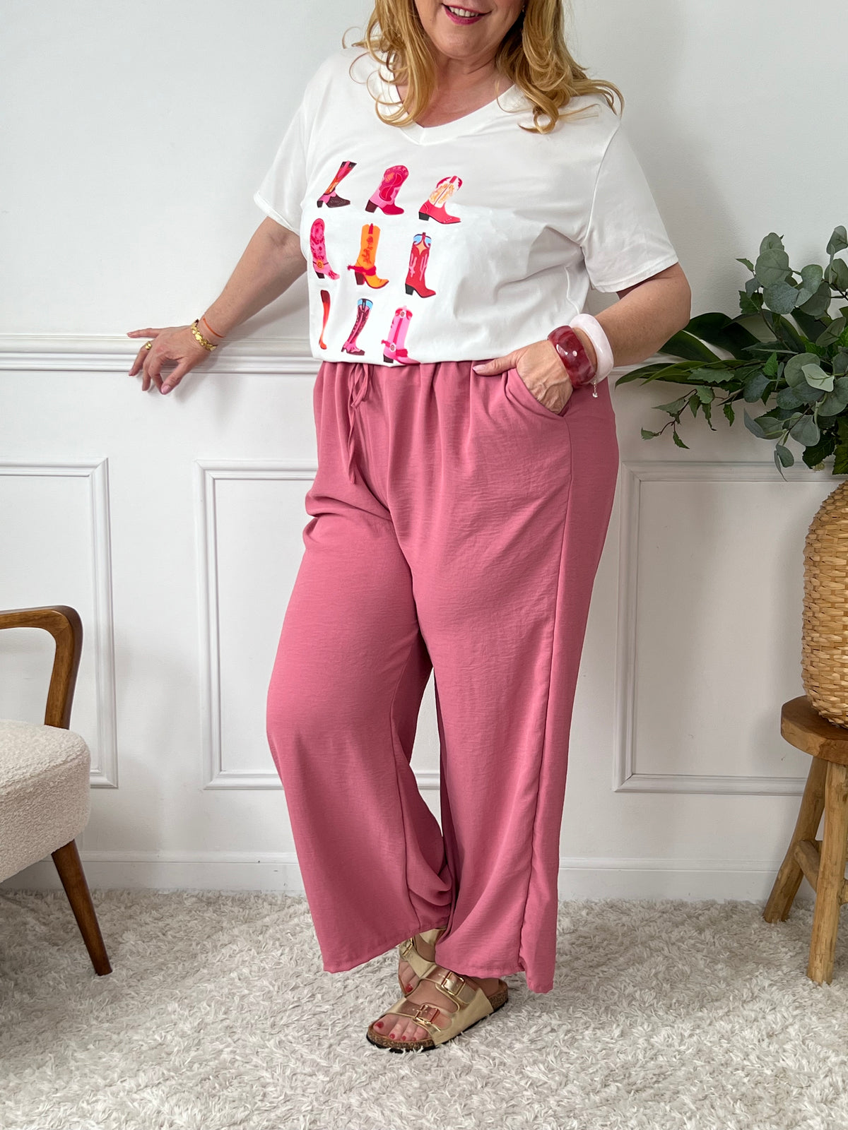 Pantalon ample rose : Layana