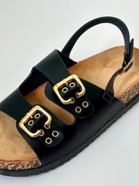 Black slingback sandals: Augio