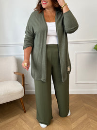 Pantalon fluide kaki grande taille : Karoline