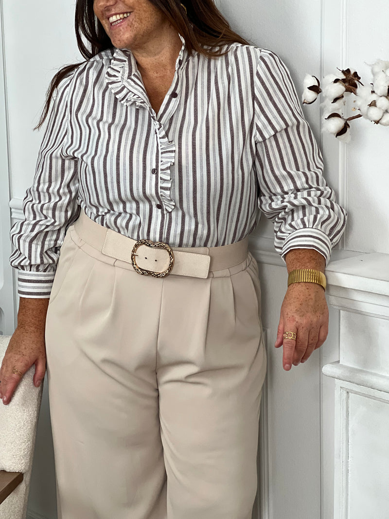 Chemise écrue à motifs grande taille : Capucine