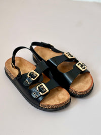 Black slingback sandals: Augio