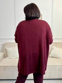 Gilet long bordeaux grande taille : Louison