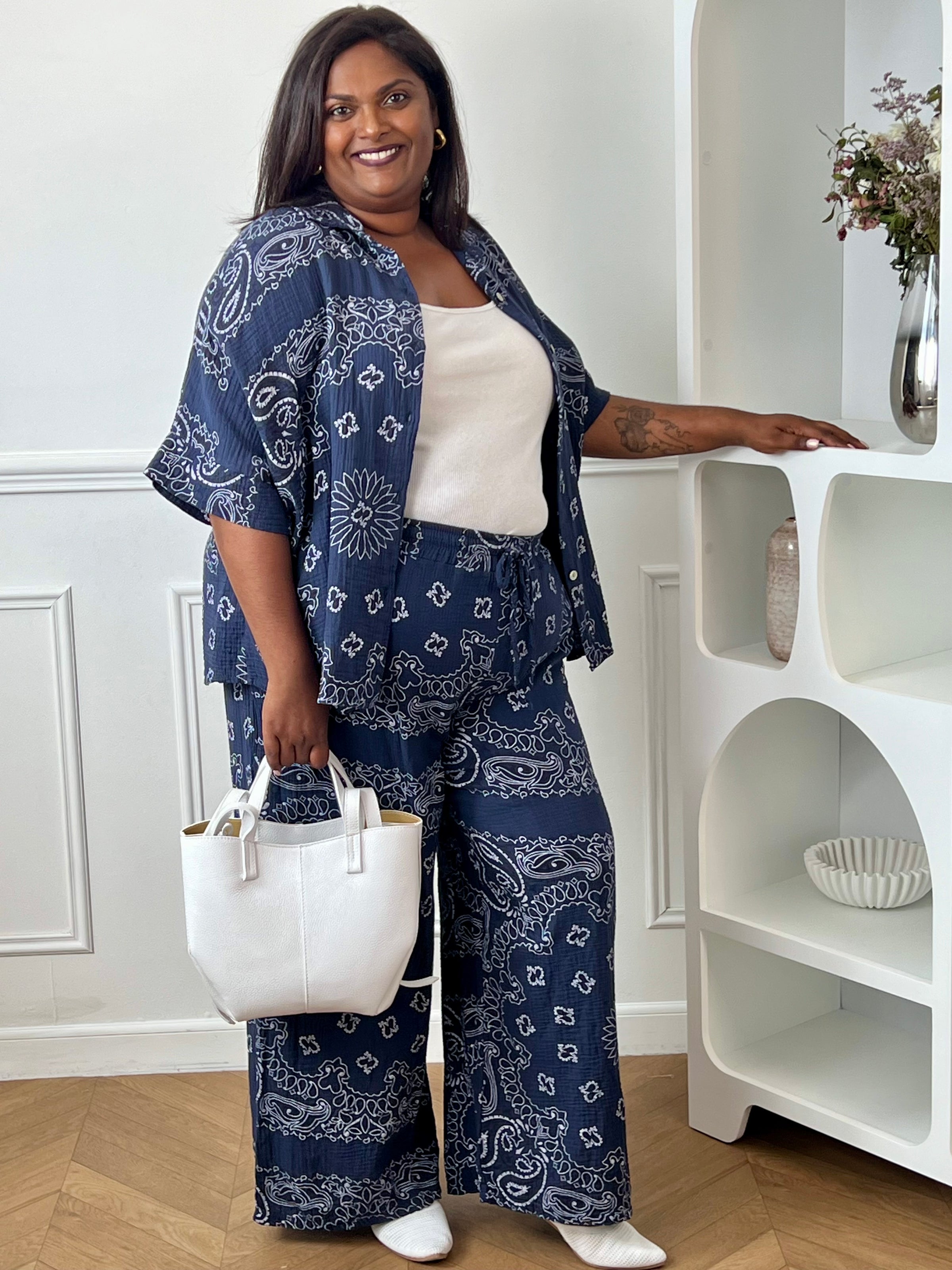 Chemise bleue en gaze de coton grande taille : Timothé