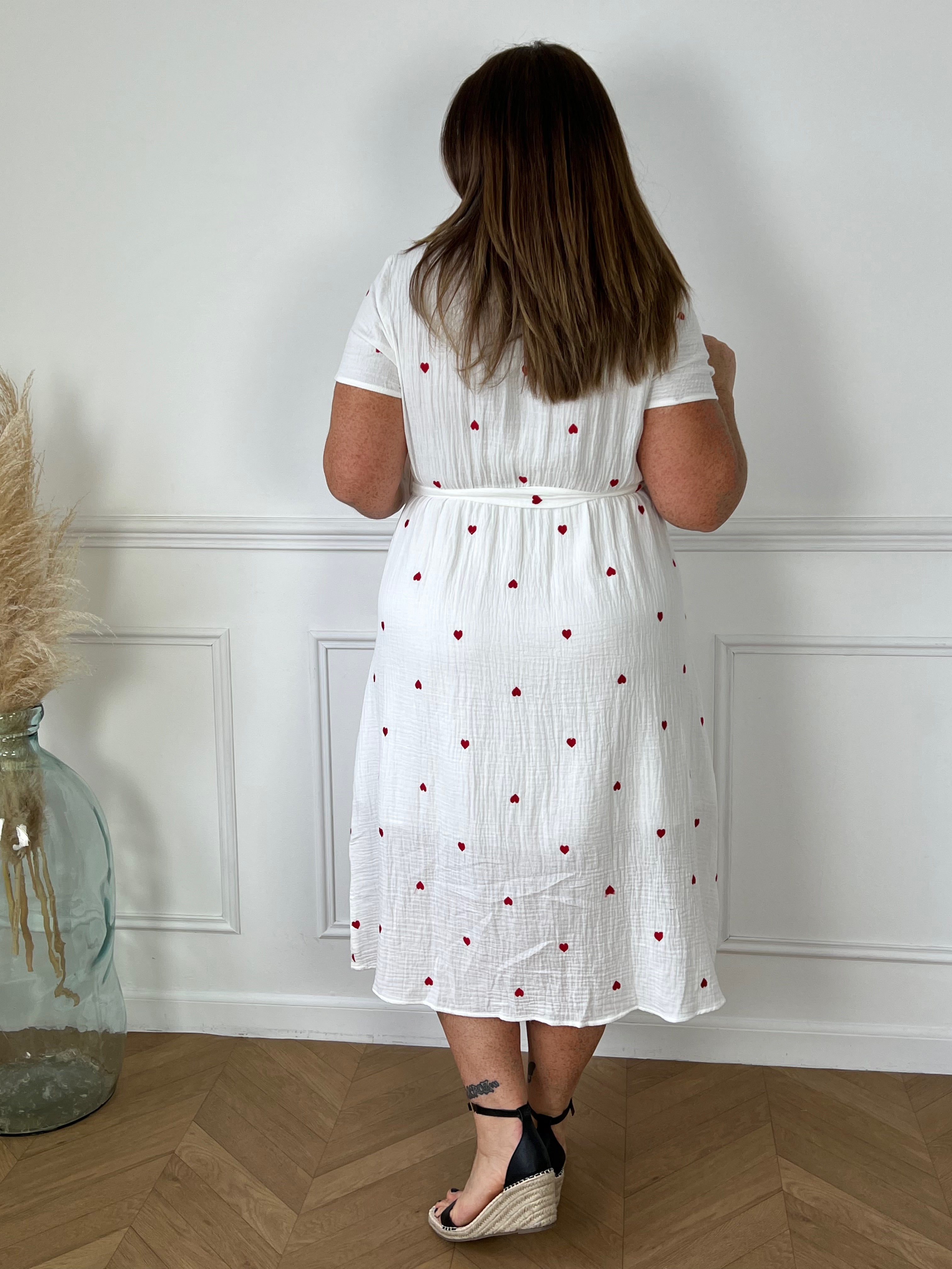 Robe longue en gaze de coton a motifs Loicia