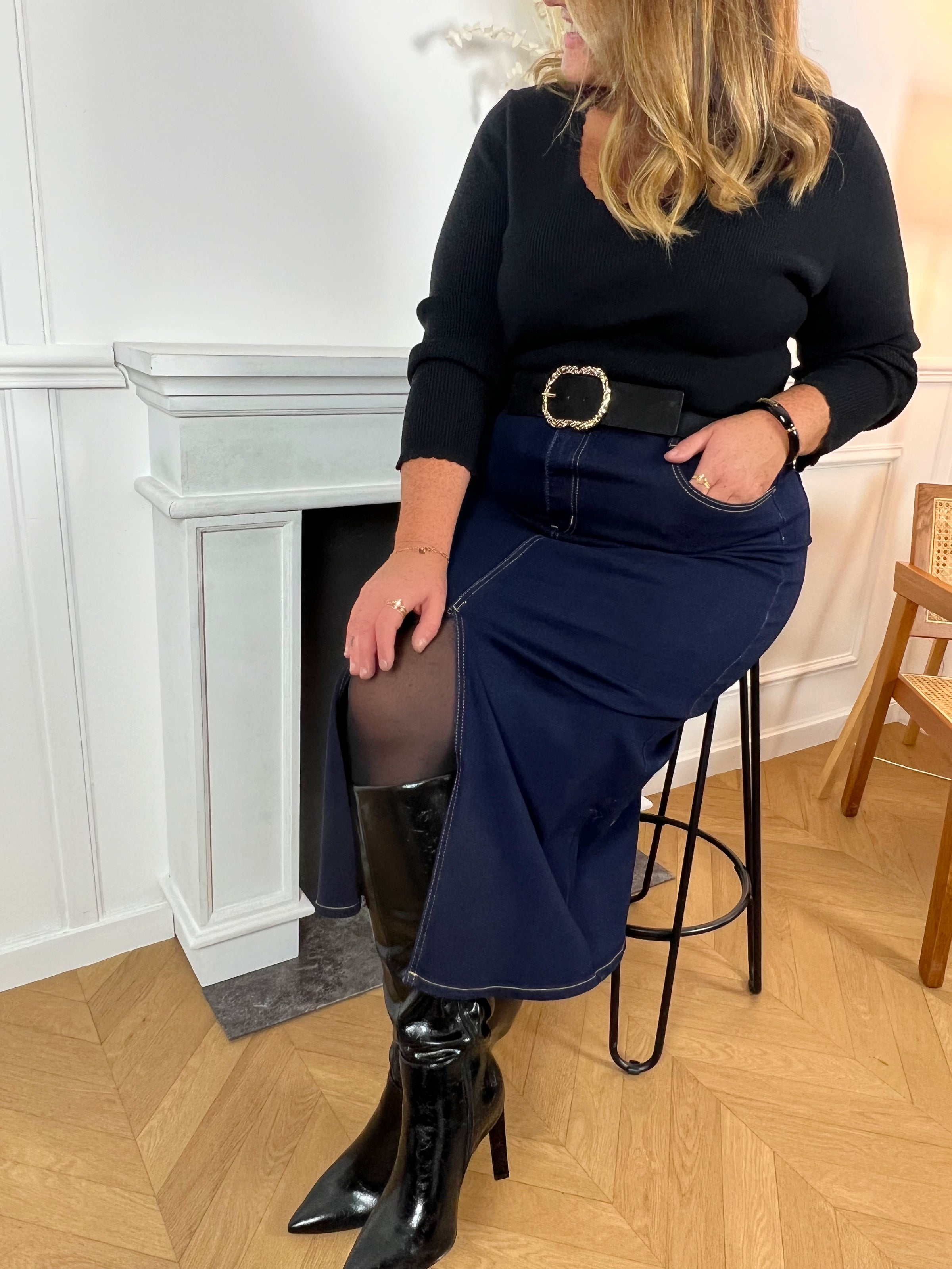 Jupe bleue en jean longue Curve Soan