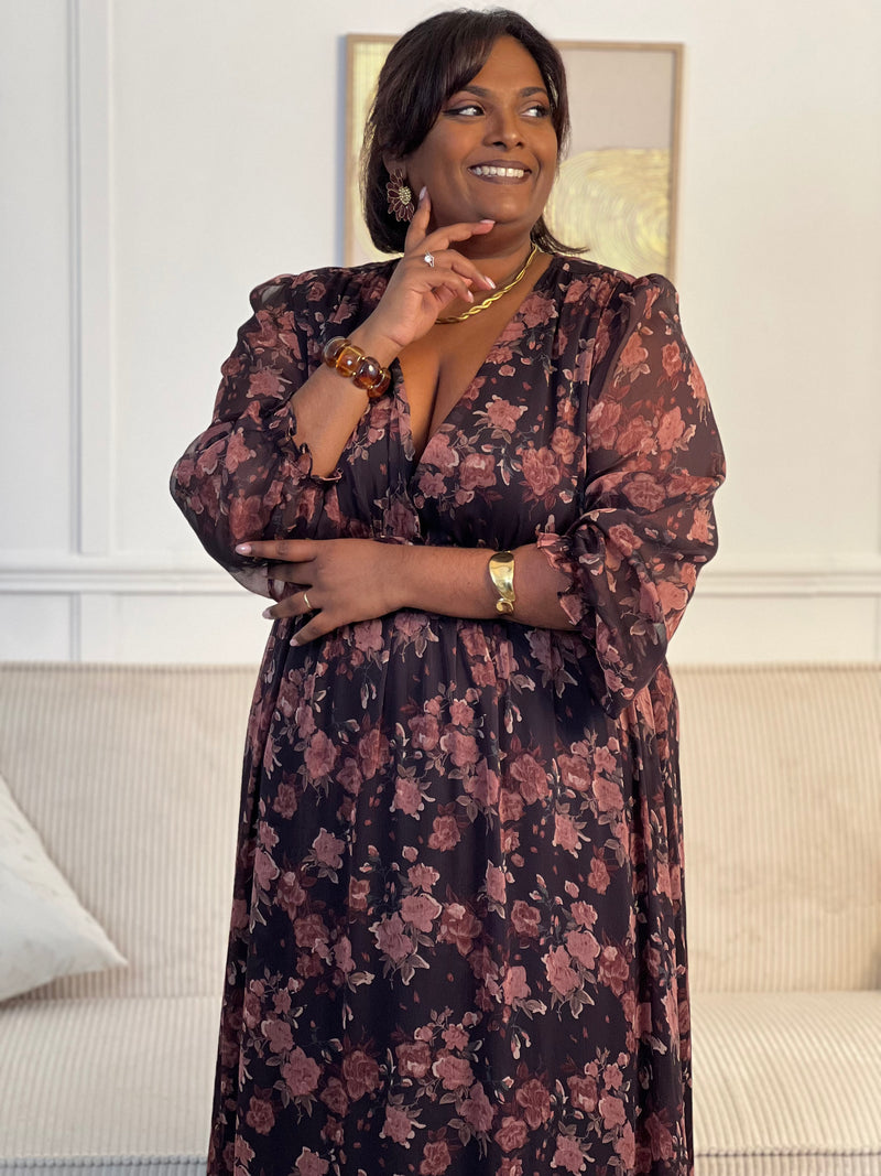 Robe longue à motifs grande taille : Blandine