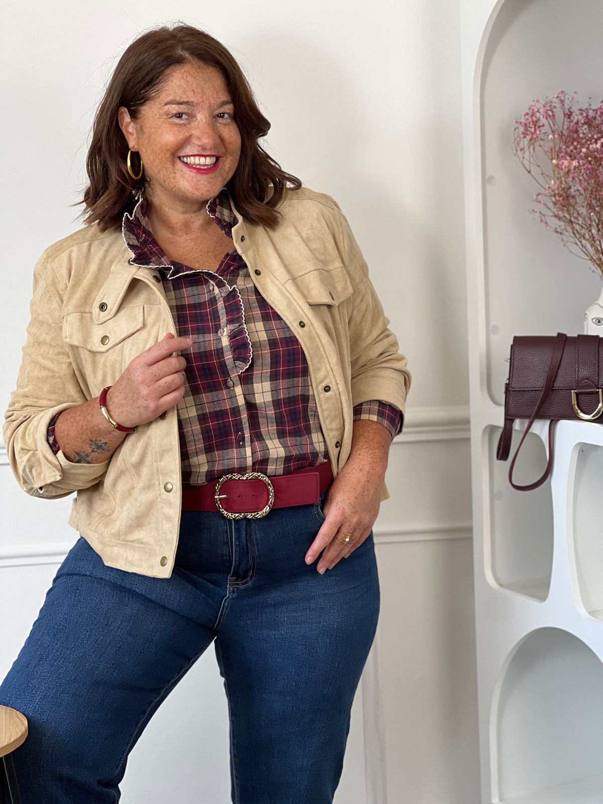 Veste suédine beige grande taille : Manely