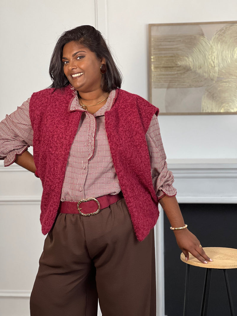 Veste moumoute bordeaux grande taille : Milia