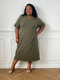 Robe tee-shirt kaki grande taille : Veana