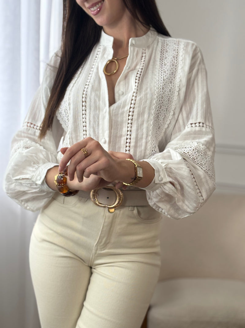 Chemise ajourée écrue : Louna