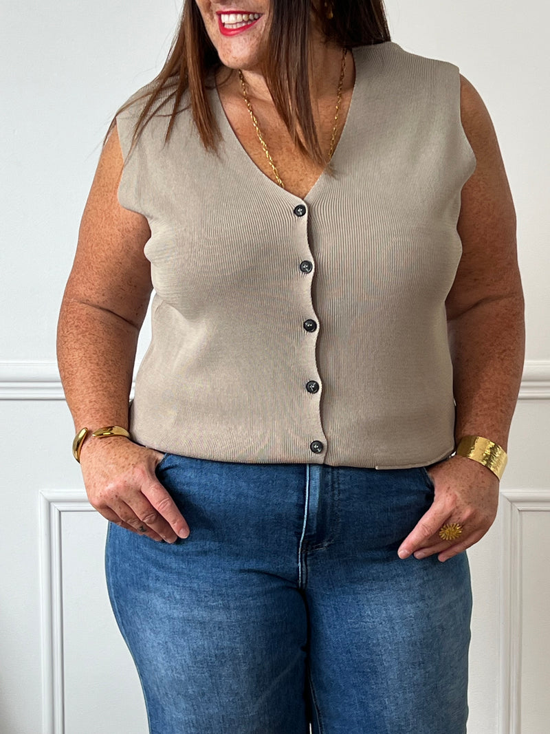 Gilet sans manches taupe : Leandre