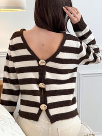 Pull marron et beige dos nu : Elwen