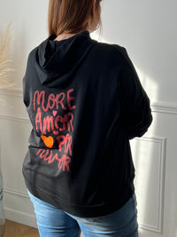 Pull noir a capuche : Amore