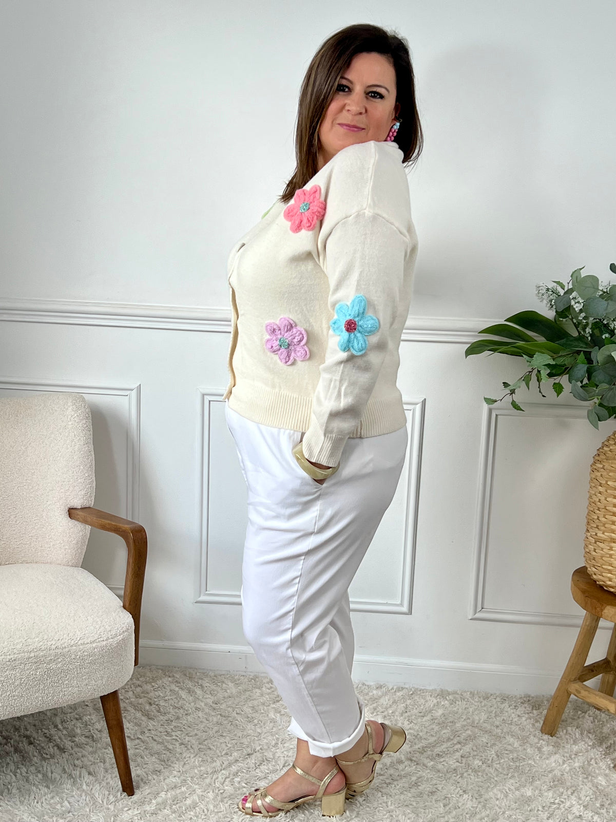 Gilet écru à motifs Curve : Gena