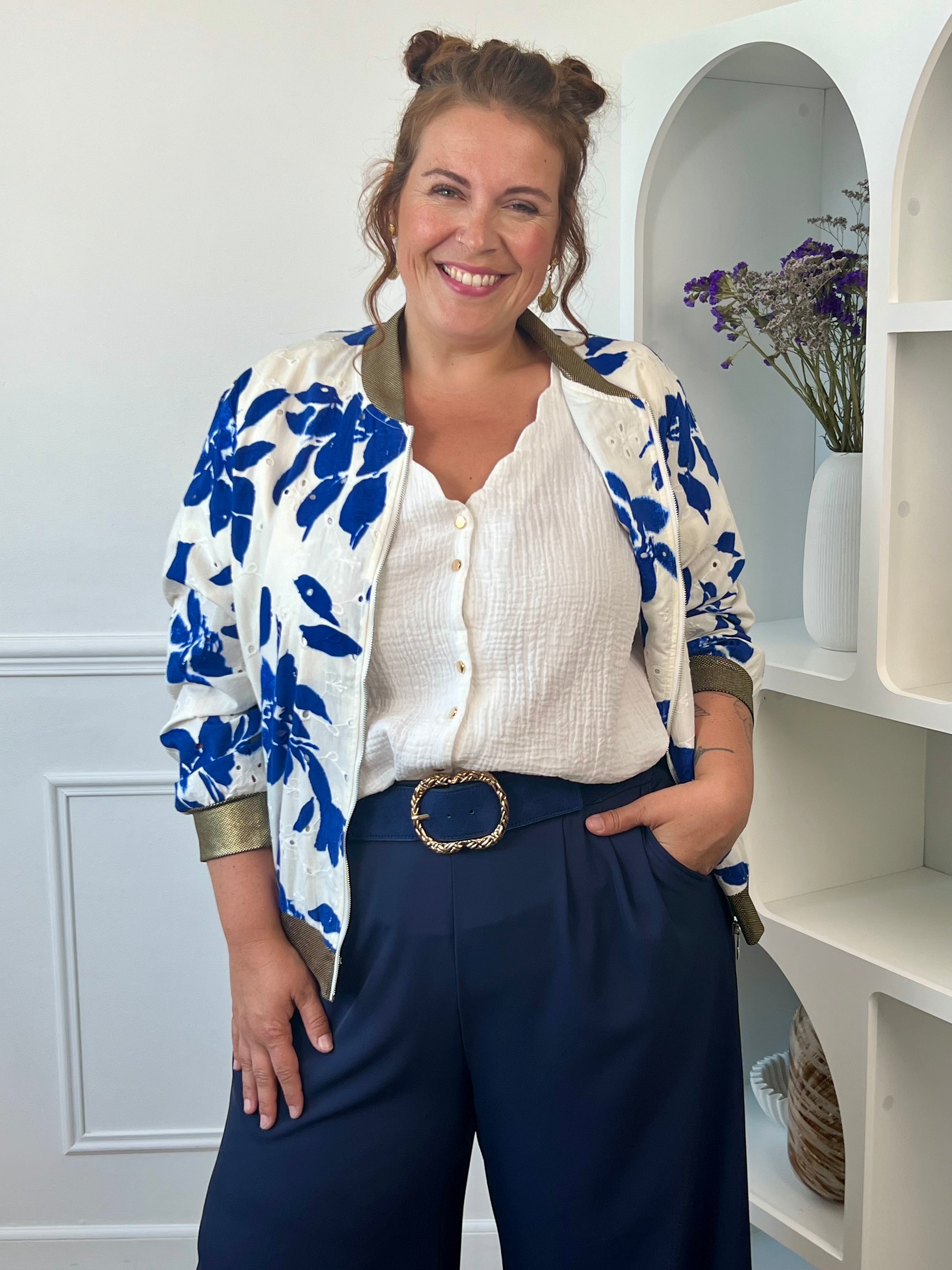 Chemise écrue en gaze de coton grande taille : Kira