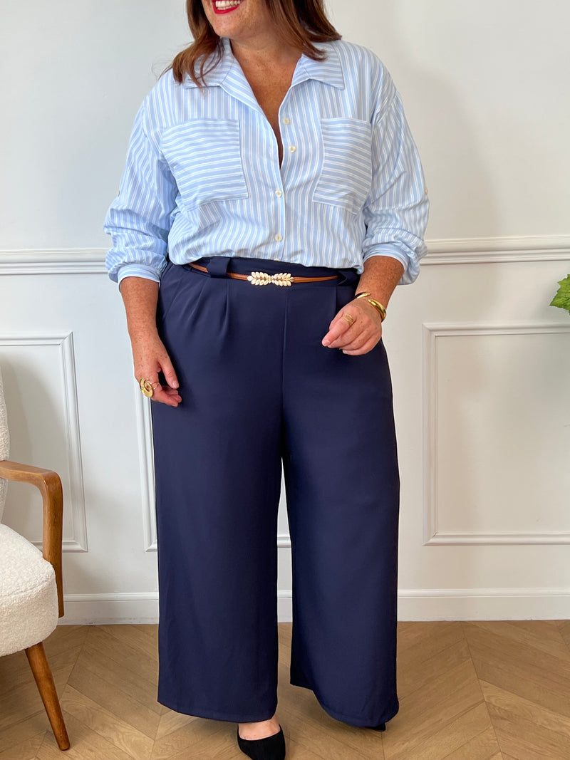 Pantalon bleu marine coupe droite : Elie