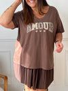 Tee-shirt marron grande taille : Faby