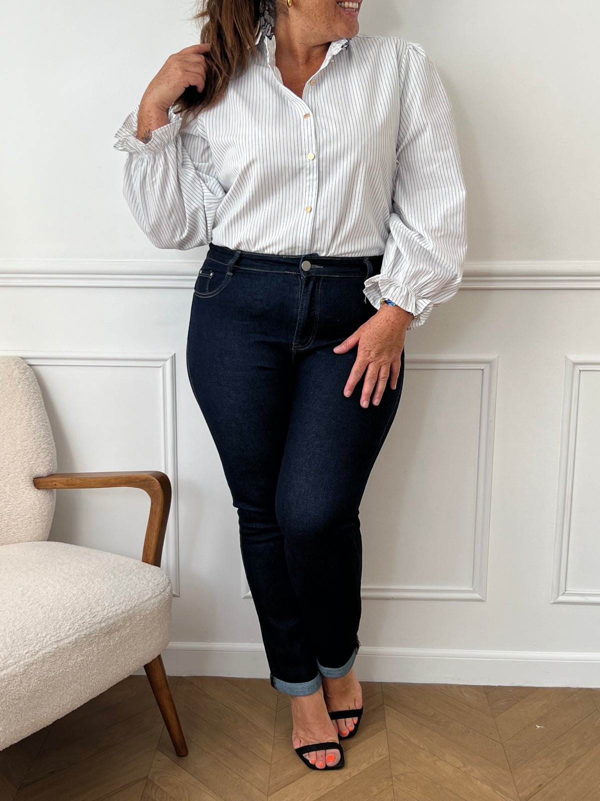 Jean Mom fit bleu foncé : Moreno