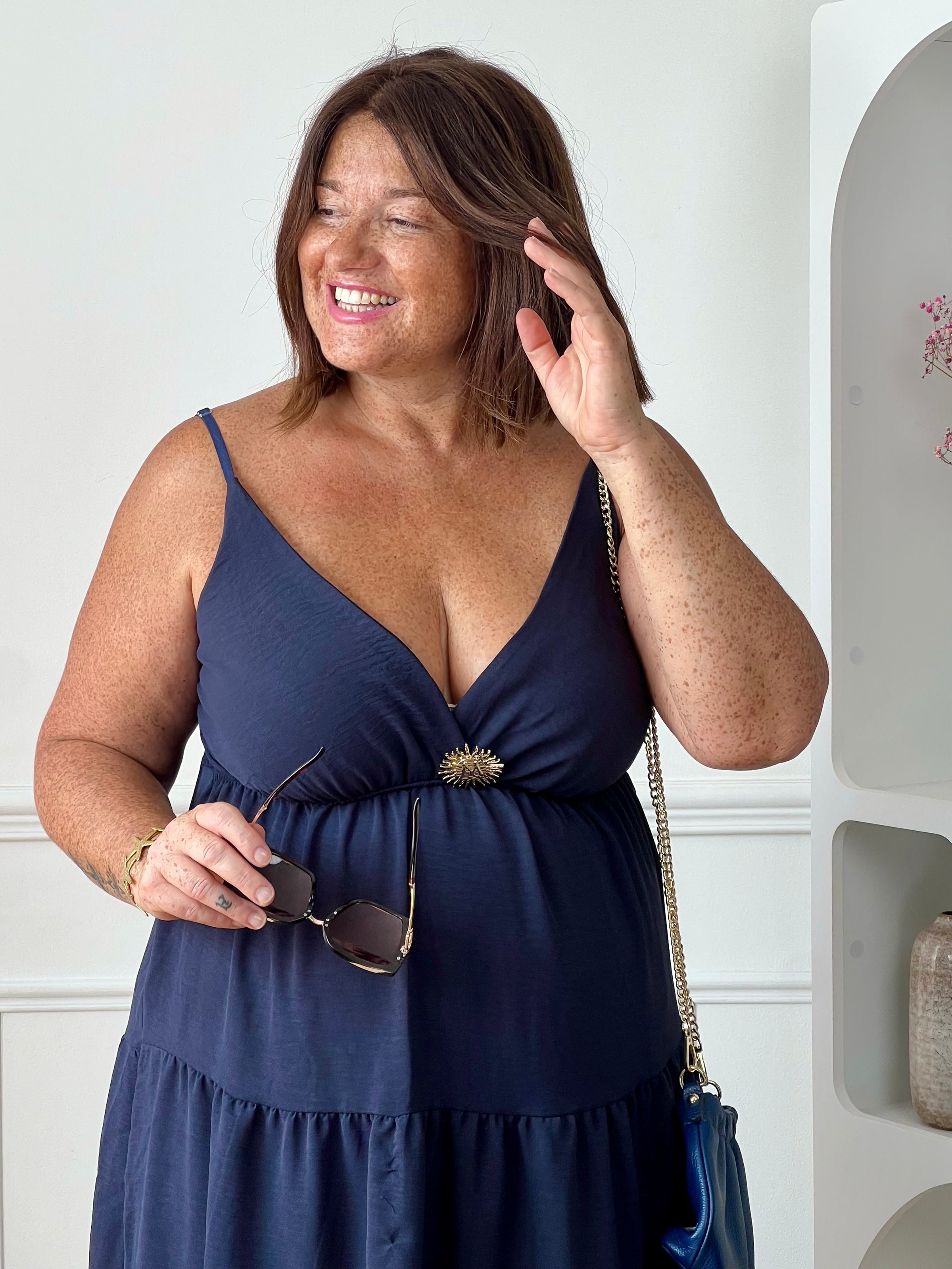 Robe courte bleu marine grande taille : Loetitia