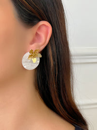 Boucles d’oreilles écrue et dorées : Lorena