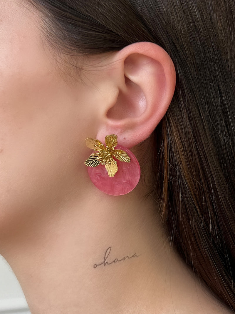 Boucles d’oreilles roses et dorées : Lorena