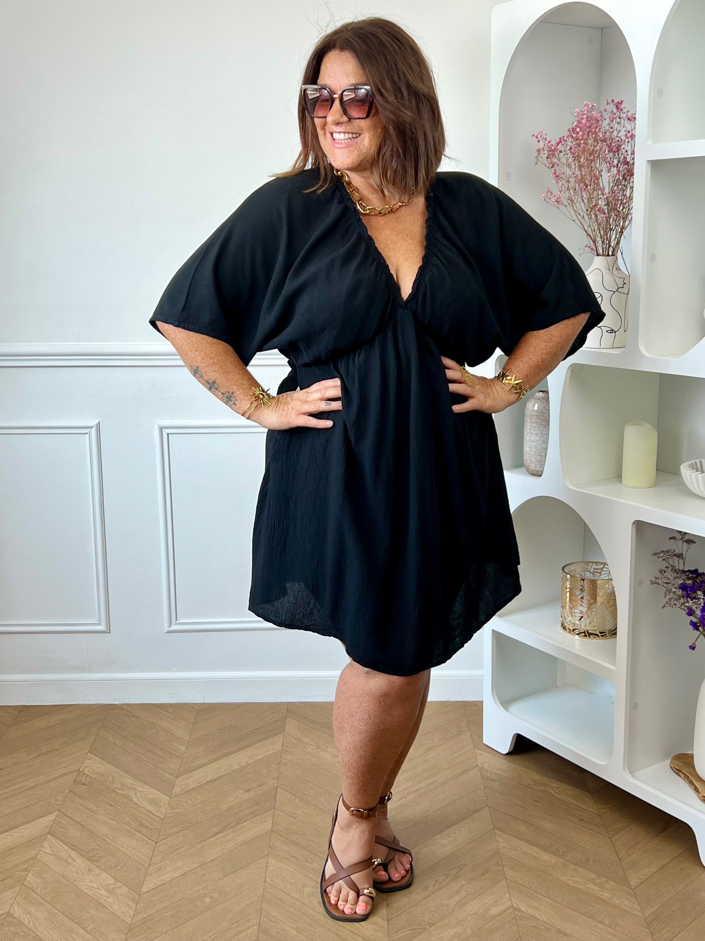 Robe courte noire grande taille : Irmy