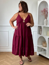 Robe longue bordeaux grande taille : Tahana