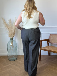 Découvrez notre pantalon tailleur grande taille élégant "Edana" ! Avec sa taille haute et sa coupe élégante, il flatte toute silhouette. Les rayures et la taille élastique au dos ajoutent une touche de confort et de style.