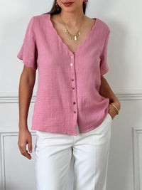 Chemise rose en gaze de coton : Kira