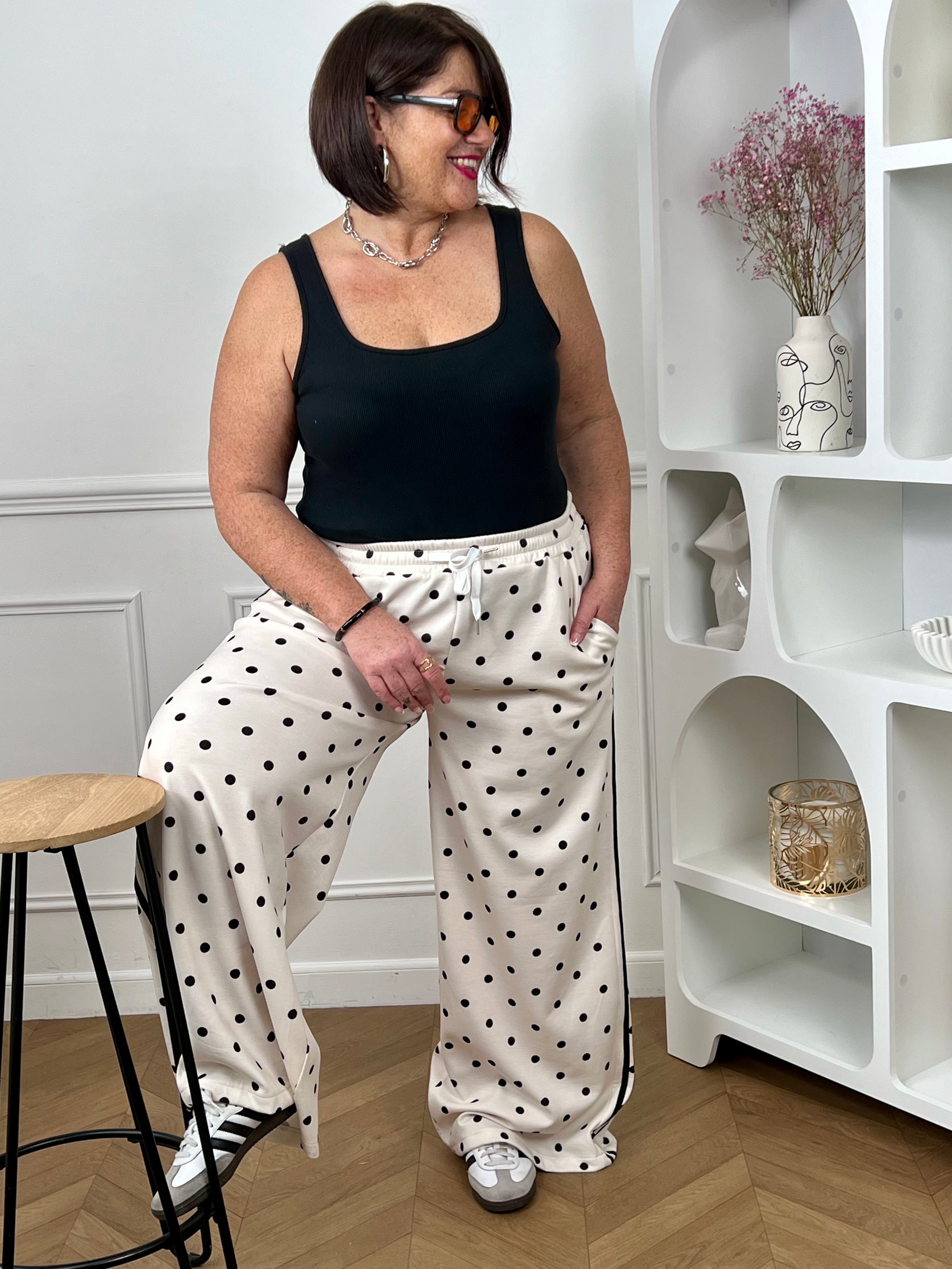 Pantalon Tall écru à pois : Mao